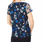 Calvin Klein Women's Floral Embroidered Mesh Top Blue Size Extra LARGE