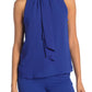 Calvin Klein Women's Tie-Neck Sleeveless Blouse Blue Size Small