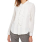 Calvin Klein Women's Ruffled Button-Front Top White Size Medium