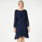 Sl Women's Fashions Long-Sleeve Tiered Chiffon Dress Navy Size 12