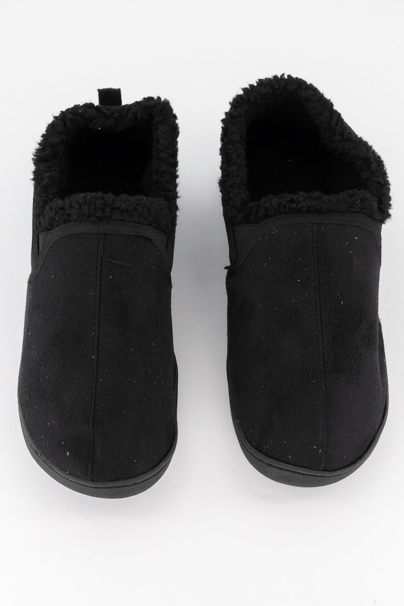 Gold Toe Men's Twin Gore Faux-Suede Slippers Black Size M(7-8)