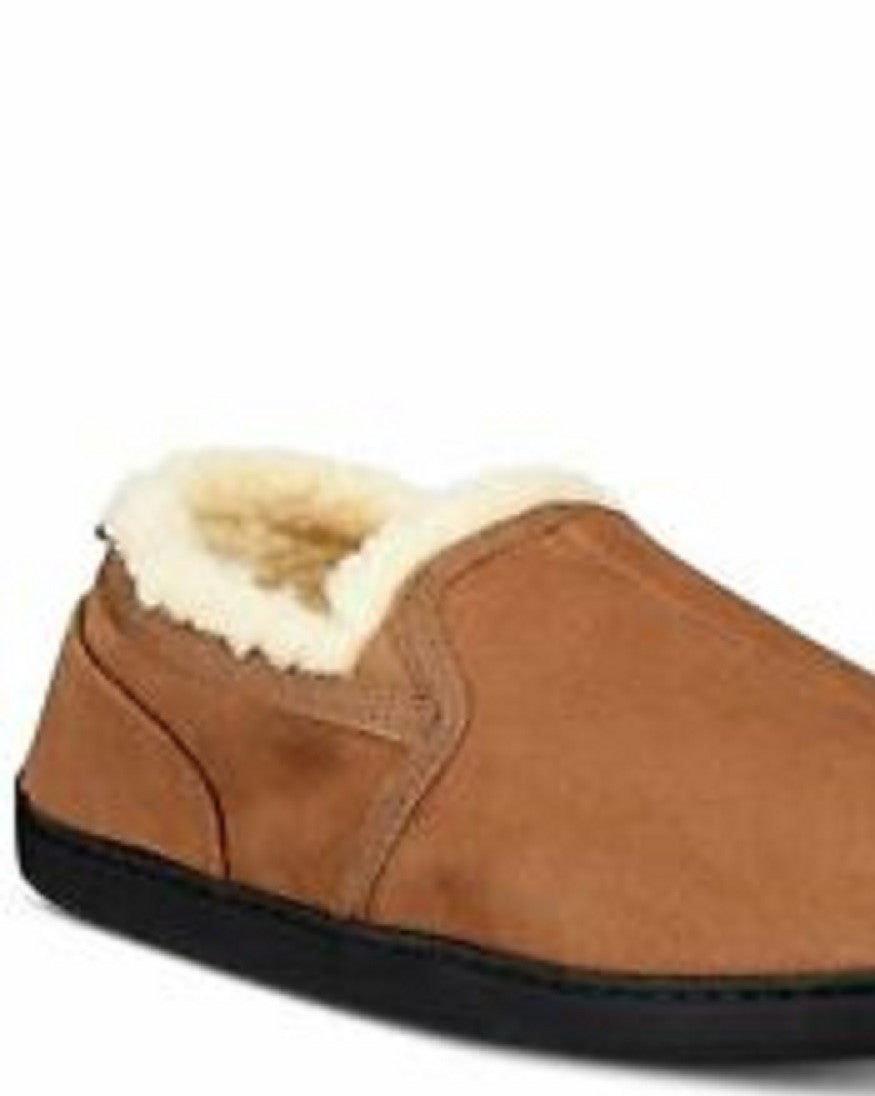 Gold Toe Men's Twin Gore Faux-Suede Slippers Dark Beige Size Small
