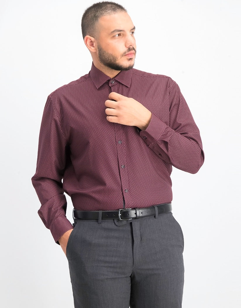 Society of Threads Men's Slim-Fit Performance Stretch Diamond Dress Shirt Red Size Large