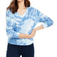 Crave Fame Juniors' Cozy Ribbed Tie-Dyed Top Blue Size Medium