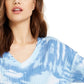 Crave Fame Juniors' Cozy Ribbed Tie-Dyed Top Blue Size Medium