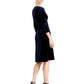 Connected Women's Velvet Rhinestone-Brooch Dress Navy Size 8