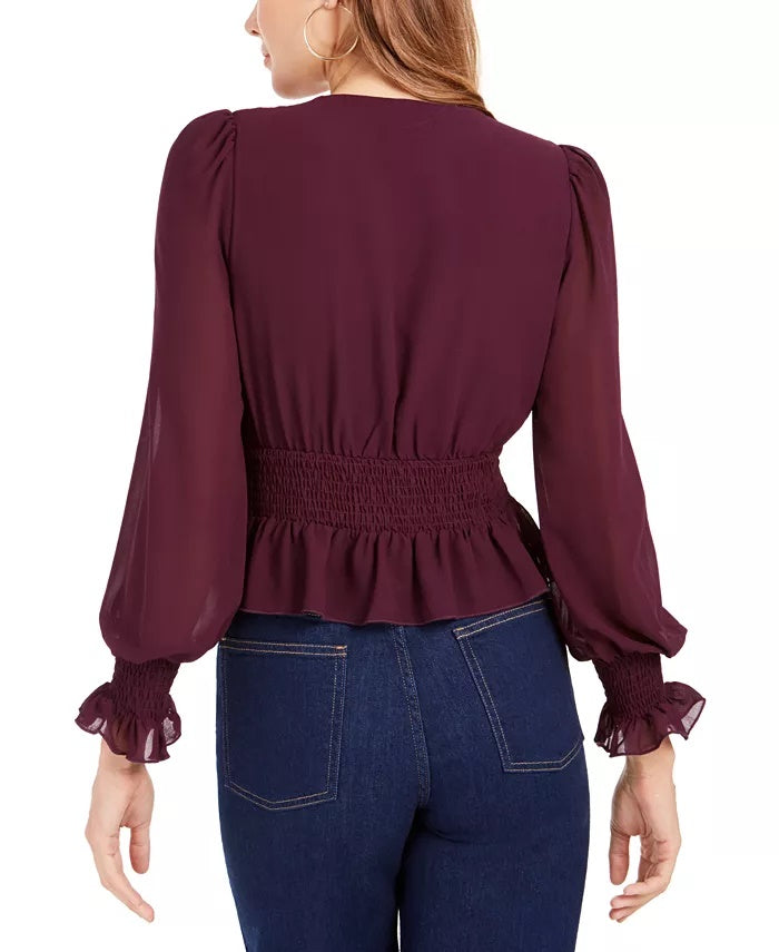 Lucy Paris Women's Smocked V-Neck Top Purple Size Medium