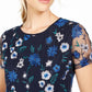 Calvin Klein Women's Petite Floral-Embroidered Top Blue Size Petite XS
