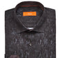 Tallia Men's Slim-Fit Performance Stretch Snakeskin-Print Dress Shirt Black Size 16-32-33