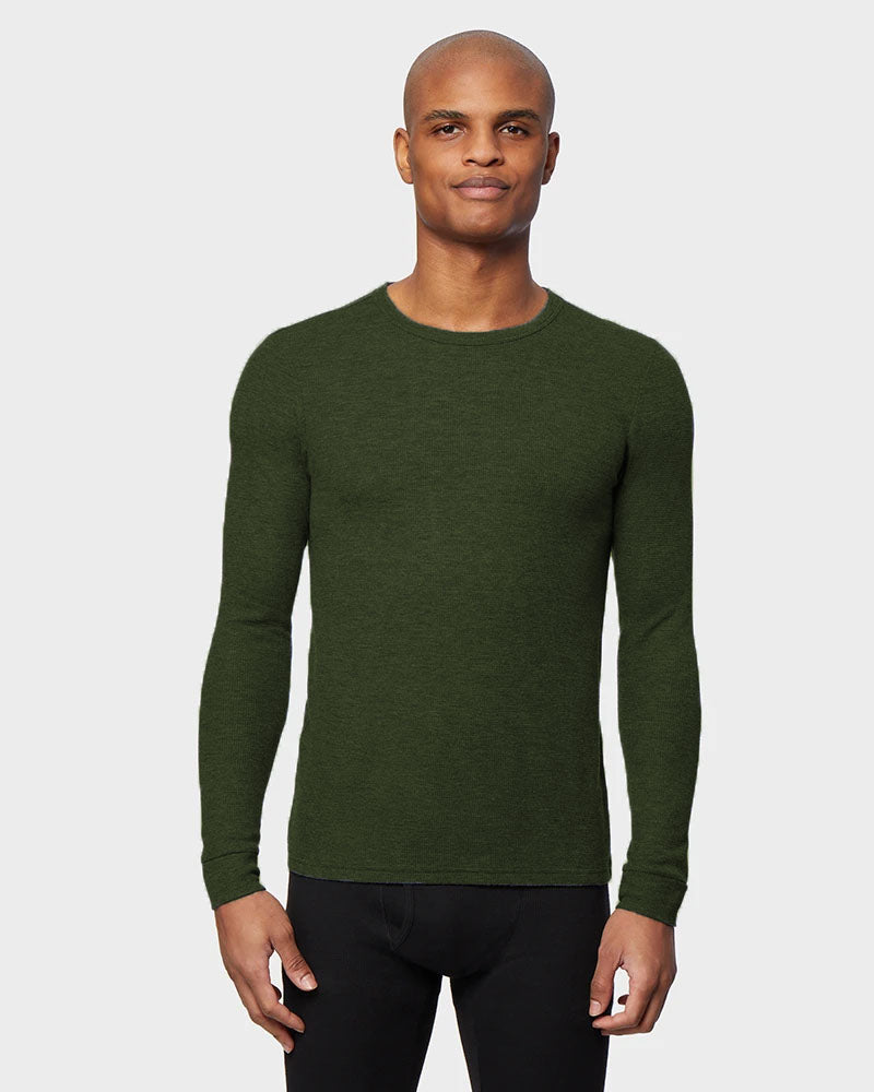 32 Degrees Men's Base Layer Crew Neck Shirt Olive Size Extra Large