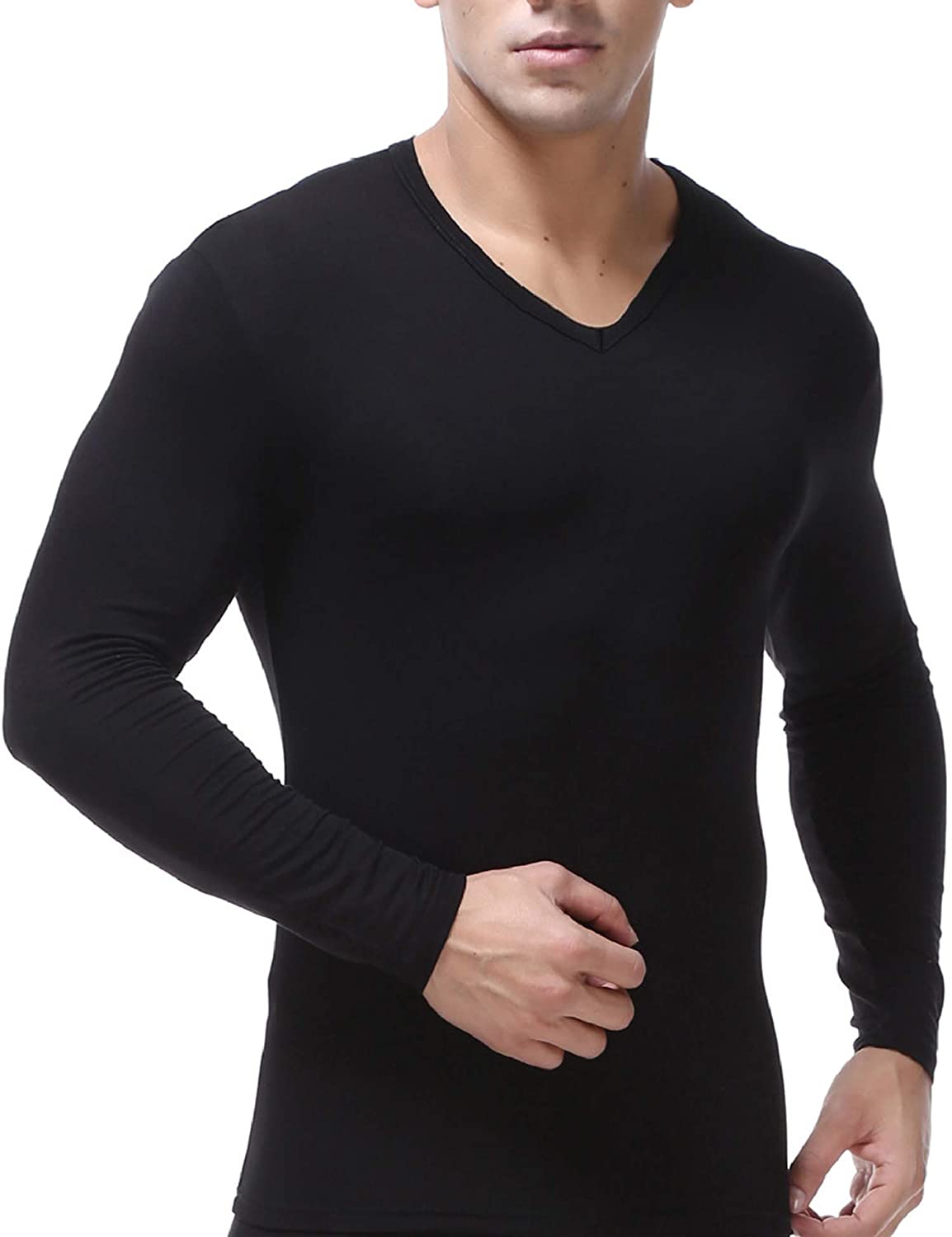 32 Degrees Men's Base Layer V-Neck Shirt Black Size Large