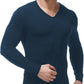 32 Degrees Men's Base Layer V-Neck Shirt Deep Pacific Size Small