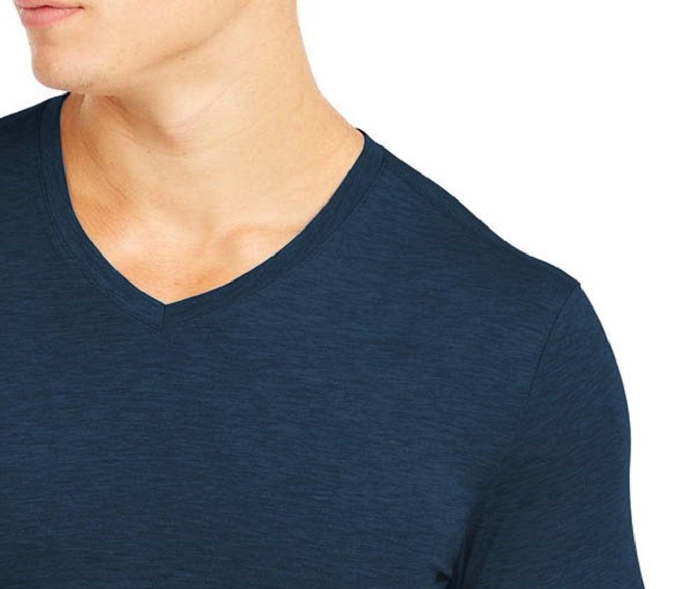 32 Degrees Men's Base Layer V-Neck Shirt Deep Pacific Size Small