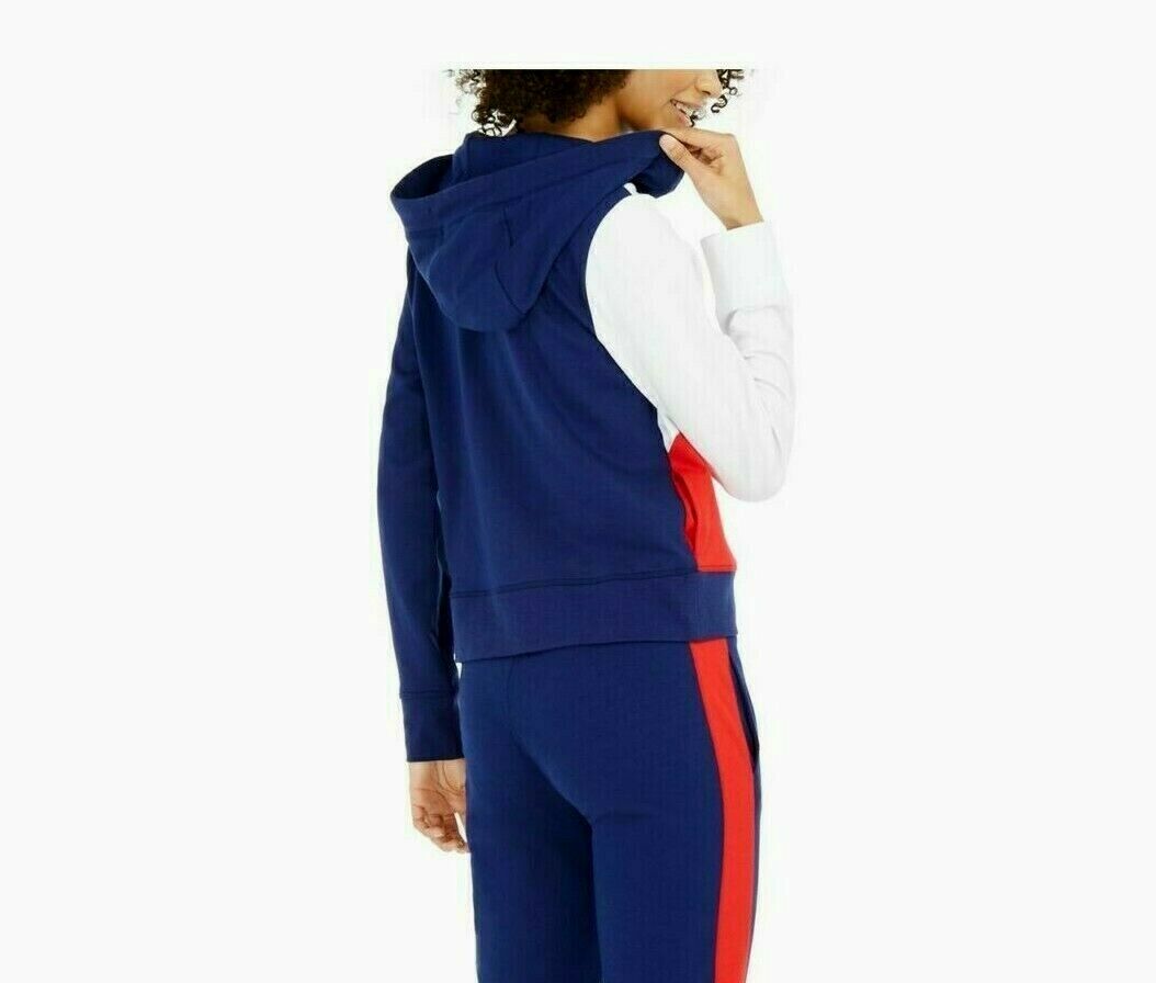 Tommy Hilfiger Women's Sport Colorblocked Hoodie Blue Size Medium