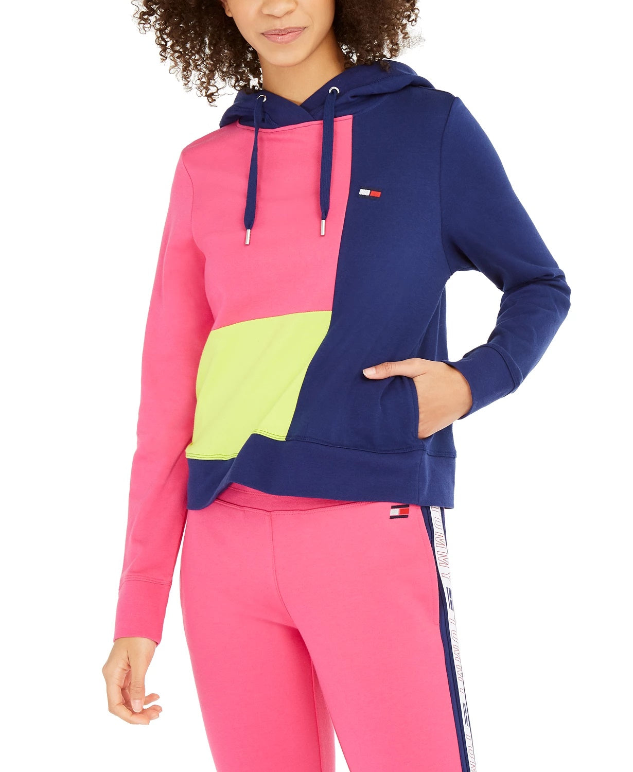 Tommy Hilfiger Women's Sport Colorblocked Hoodie Blue Size X-Small
