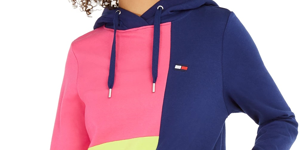 Tommy Hilfiger Women's Sport Colorblocked Hoodie Blue Size X-Small