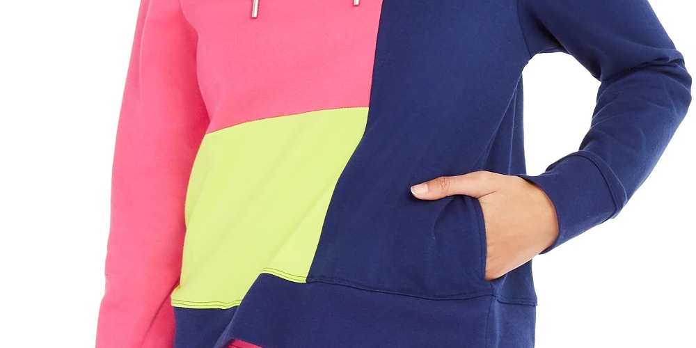Tommy Hilfiger Women's Sport Colorblocked Hoodie Blue Size X-Small