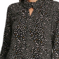 DKNY Women's Confetti-Print Twist-Neck Top Dark Gray Size M