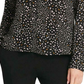 DKNY Women's Confetti-Print Twist-Neck Top Dark Gray Size M