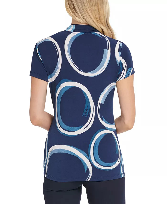 DKNY Women's Side-Ruched Top Blue Size Large