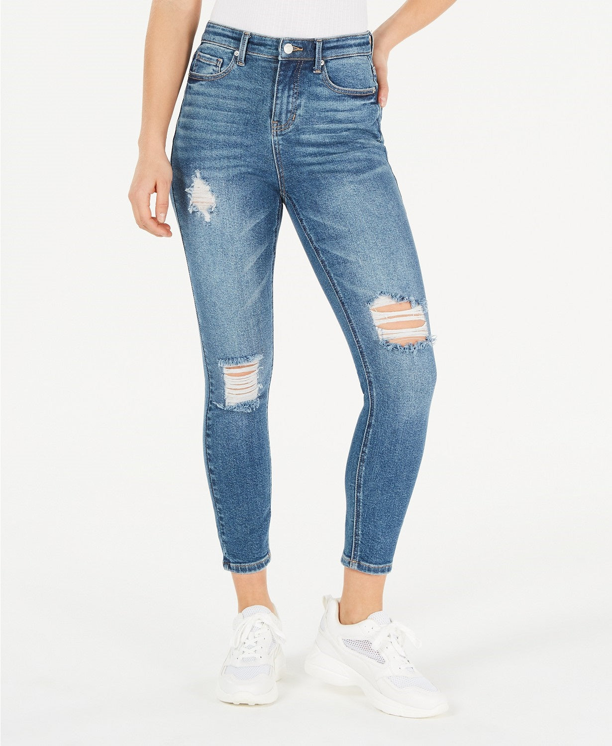 Vanilla Star Juniors' Ripped Skinny Jeans Blue Size 3
