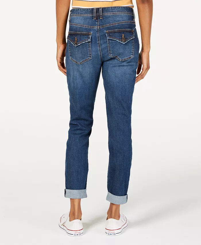 Vanilla Star Women's Ripped Cuffed Jeans Blue Size 1