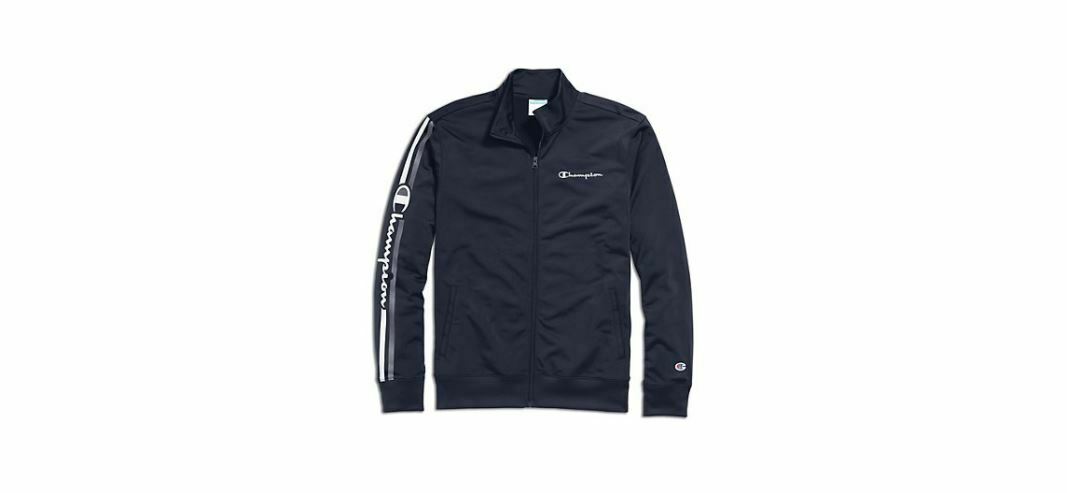 Champion Men's Logo-Stripe Track Jacket Blue Size XX Large