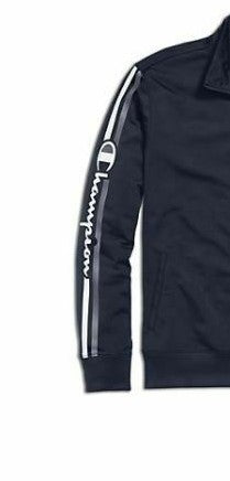Champion Men's Logo-Stripe Track Jacket Blue Size XX Large