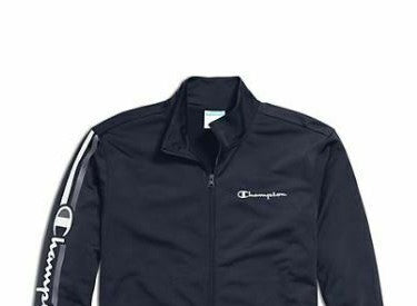 Champion Men's Logo-Stripe Track Jacket Blue Size XX Large