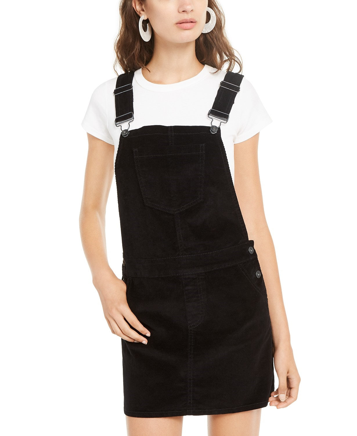 Vanilla Star Juniors' Corduroy Overalls Dress Black Size 3