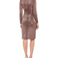 Vince Camuto Women's Metallic Animal Print Stretch Dress Brown Metallc Size 16