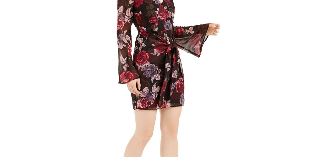 Guess Women's Maiya Floral-Print Dress Black Size Large