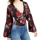 Guess Women's Embellished Floral Bodysuit Black Size X-Large