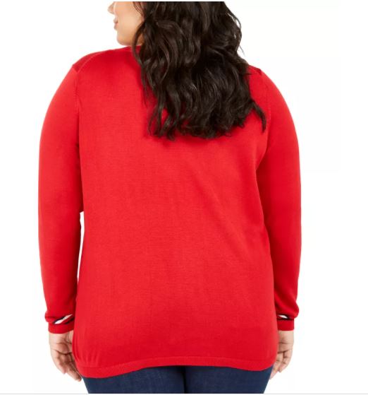 Tommy Hilfiger Women's Plus Knit Dog Graphic Sweater Medium Red Size 1X