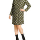 Michael Kors Women's Plus Plaid Long Sleeve Shift Dress Green Size 2X