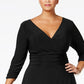 NY Women's Collection Plus Size Ruched A-Line Dress Black Size Extra Large