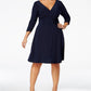 NY Collection Women's Plus Size Ruched A-Line Dress Blue Size XXX-Large