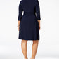 NY Collection Women's Plus Size Ruched A-Line Dress Blue Size XXX-Large