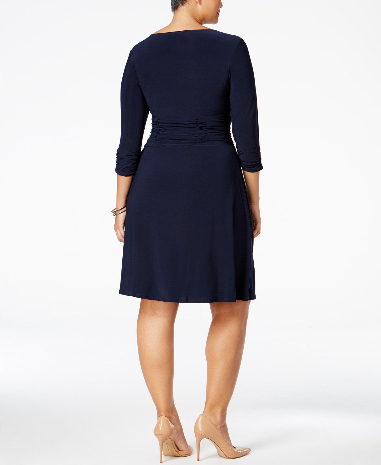 NY Collection Women's Plus Size Ruched A-Line Dress Blue Size XXX-Large
