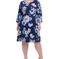 Tommy Hilfiger Women's Plus Size Floral-Print Grommet-Sleeve Dress Blue Size 14W