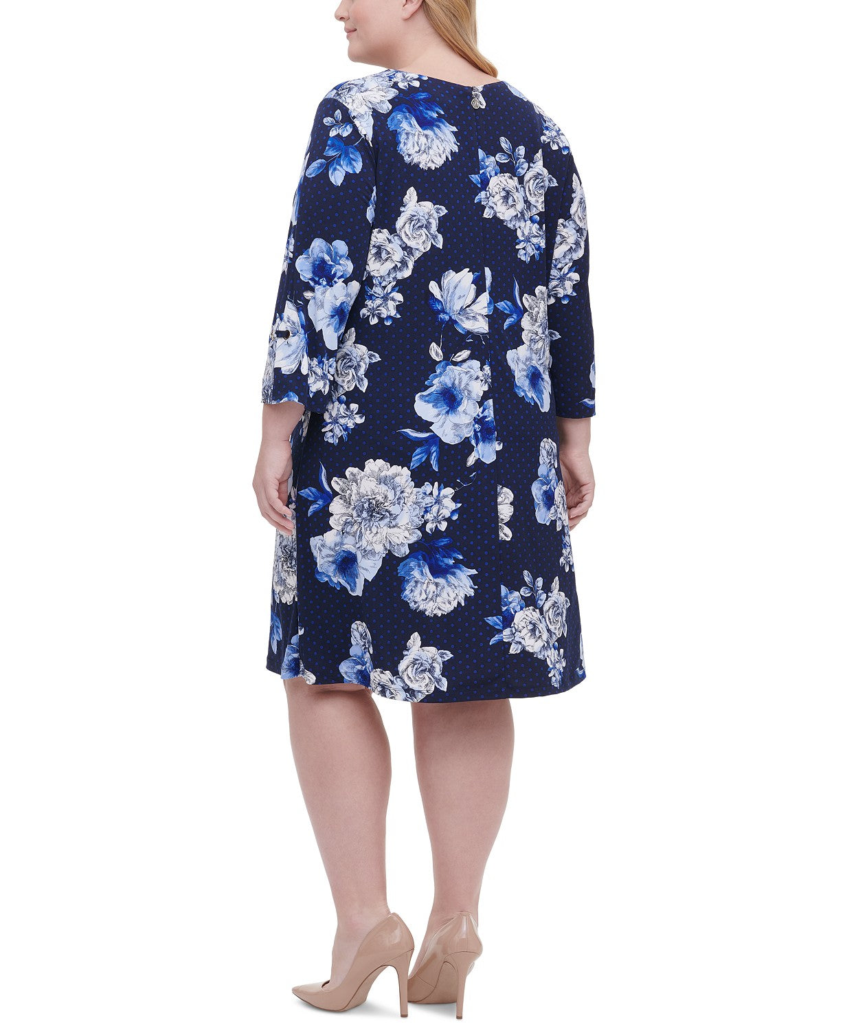 Tommy Hilfiger Women's Plus Size Floral-Print Grommet-Sleeve Dress Blue Size 22W