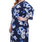 Tommy Hilfiger Women's Plus Size Floral-Print Grommet-Sleeve Dress Blue Size 22W