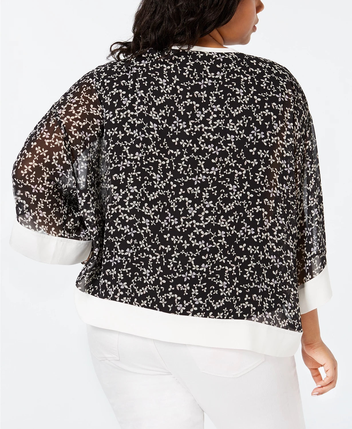 Tommy Hilfiger Women's Plus Size Printed Chiffon Top Charcoal Size 1X