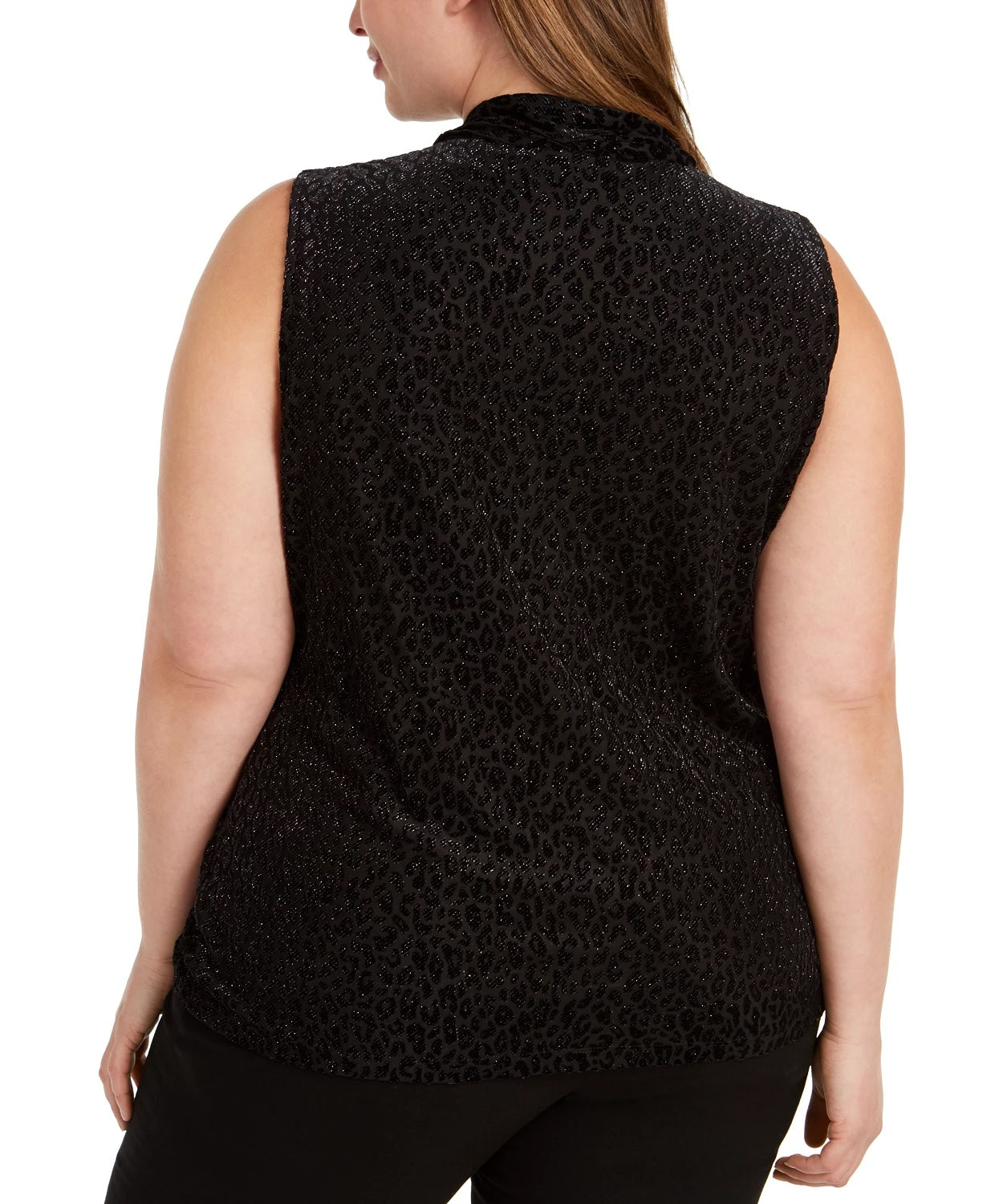 Calvin Klein Women's Leopard Print Top Black Size 1X