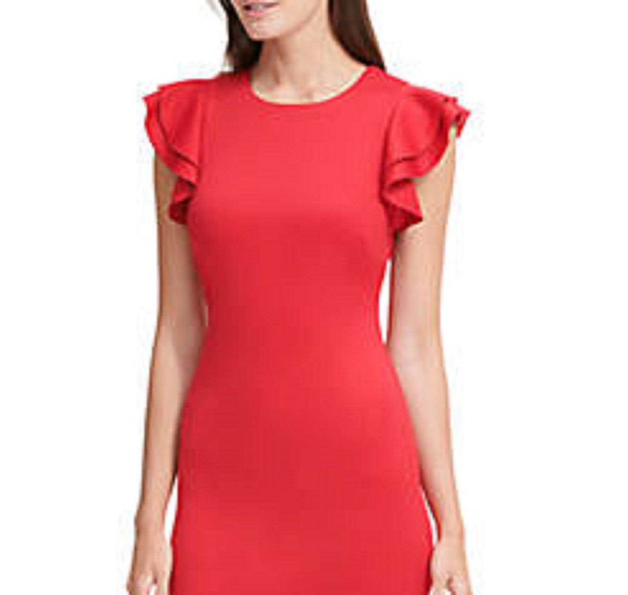 Tommy Hilfiger Women's Plus Size Sheath Flutter Sleeve Dress  Red Size 22