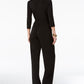 NY Collection Women's Petite Belted Jumpsuit Black Size Medium