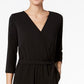 NY Collection Women's Petite Belted Jumpsuit Black Size X-Small