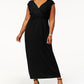 NY Women's Collection Plus Size Ruched Empire Maxi Dress Black Size 2 Extra Large