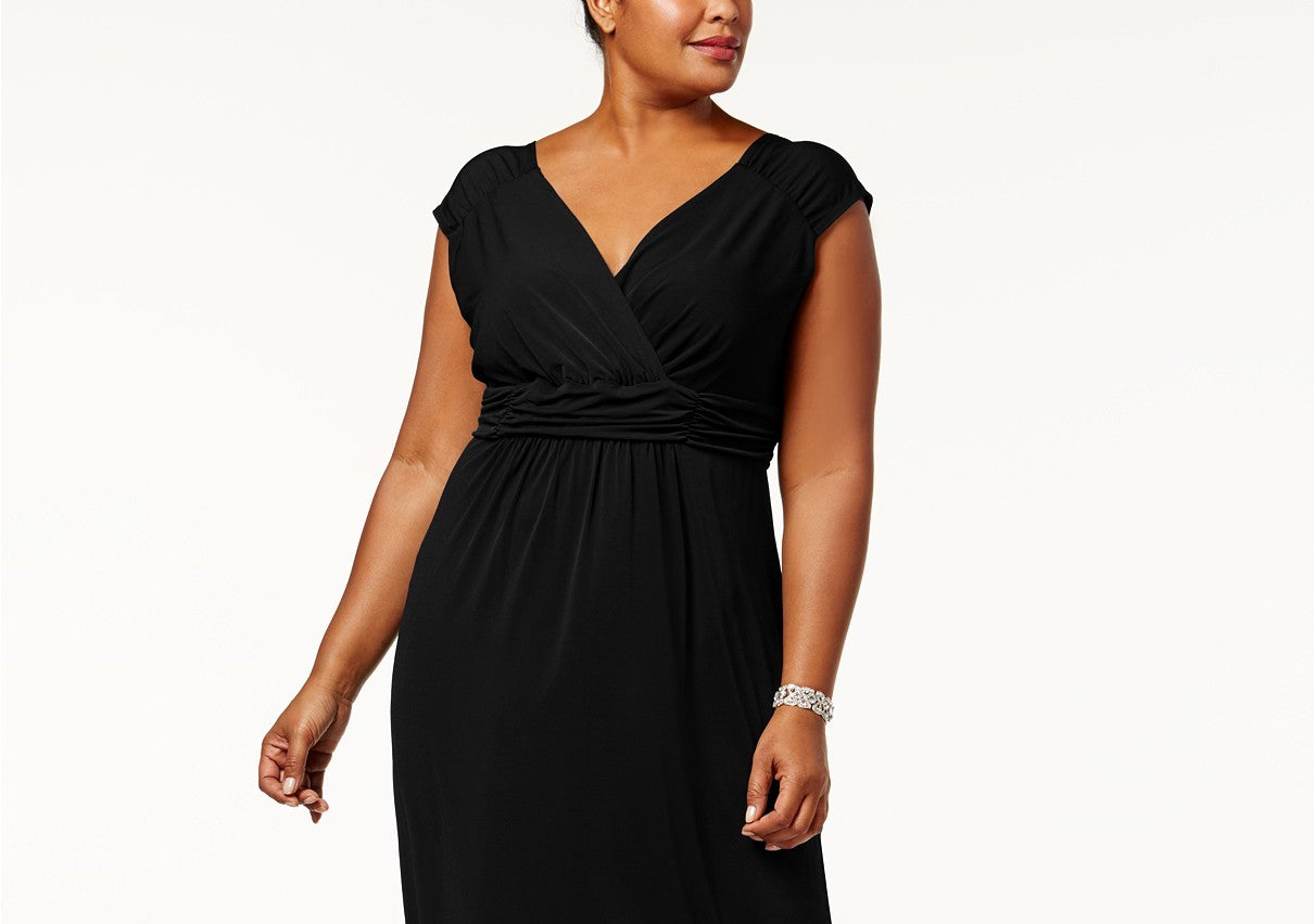 NY Women's Collection Plus Size Ruched Empire Maxi Dress Black Size 2 Extra Large