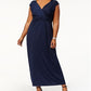 NY Collection Women's Plus Ruched Empire Maxi Dress Black Size 3X